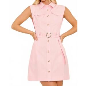 NEW MAIN STRIP women's sleeveless belted mini dress in pink